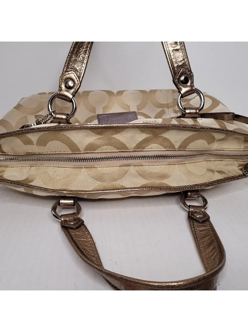 Coach Poppy Champagne Gold Tote Crossbody/Shoulder Bag H1069-16296P